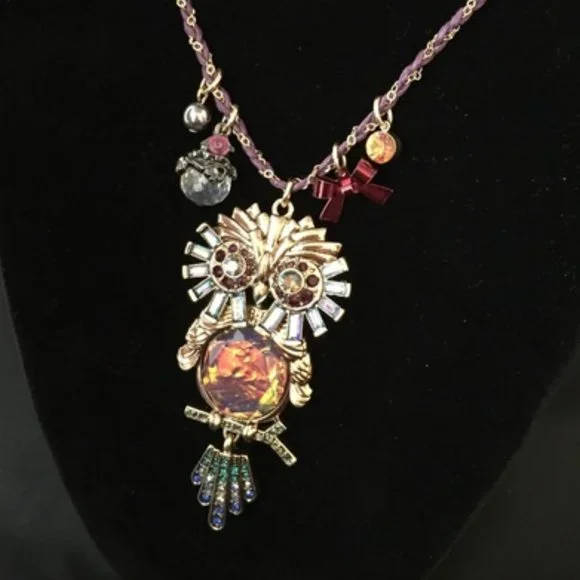 Betsey Johnson SURREAL FOREST OWL NECKLACE - Picture 2 of 5